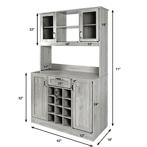 Wine Rack Buffet with Glass Door & Shelves