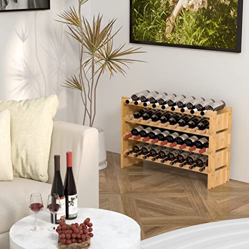 4-Tier Bamboo Wine Rack - Holds 36 Bottles