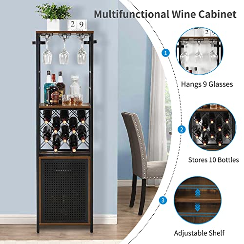 Multifunctional Wine Cabinet with Adjustable Shelf