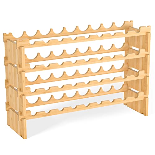 4-Tier Bamboo Wine Rack - Holds 36 Bottles