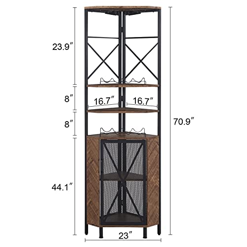 5-Tier Corner Cabinet with Wine Rack & Bar