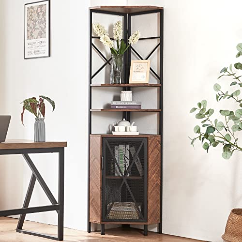 5-Tier Corner Cabinet with Wine Rack & Bar