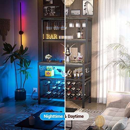 Freestanding Wine Bar Cabinet with LED Lights