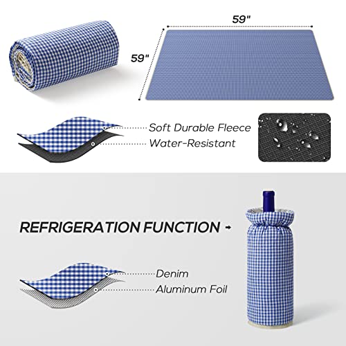 Wicker Picnic Basket Set for 4 with Cooler Compartment