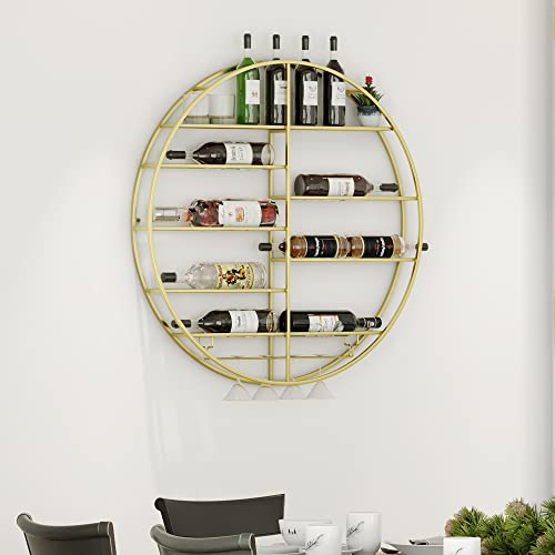 Wall-mounted Wine Bottle Rack with Glass Holder