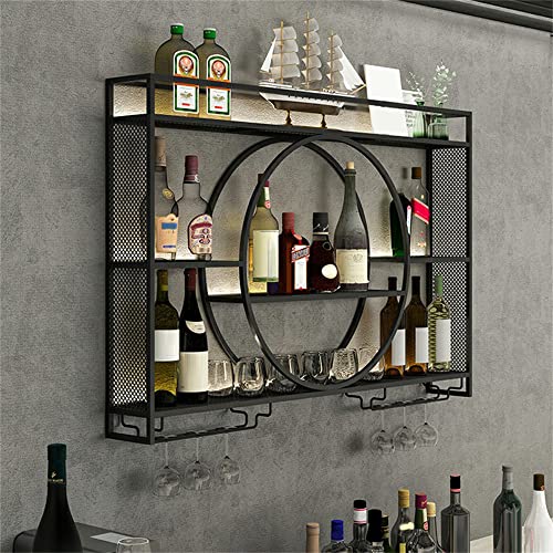 Modern Wall Mounted Wine Bottle & Glass Rack