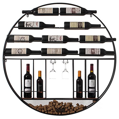 Black Metal Wine Display Rack - Vintage Decorative
