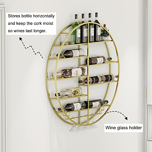 Wall-mounted Wine Bottle Rack with Glass Holder