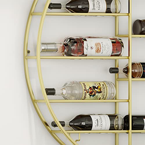 Wall-mounted Wine Bottle Rack with Glass Holder