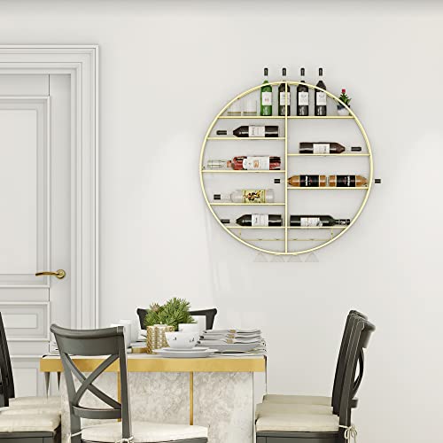 Wall-mounted Wine Bottle Rack with Glass Holder
