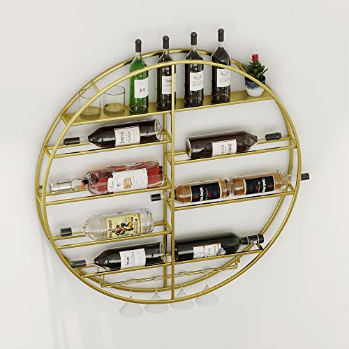 Wall-mounted Wine Bottle Rack with Glass Holder