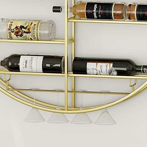 Wall-mounted Wine Bottle Rack with Glass Holder