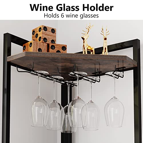 Corner Wine Rack with Glass Holder for Small Space