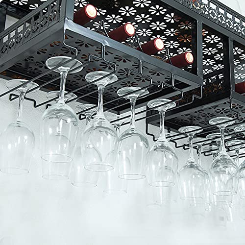Double Layer Wall-Mounted Wine Rack with Glass Holder