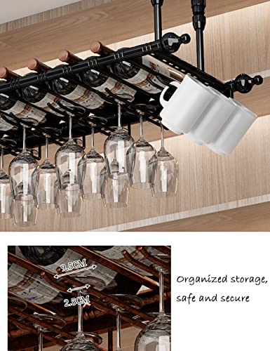 Adjustable Industrial Hanging Wine and Glass Rack