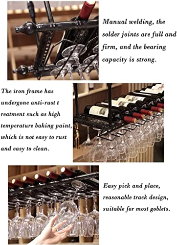 Adjustable Industrial Hanging Wine and Glass Rack