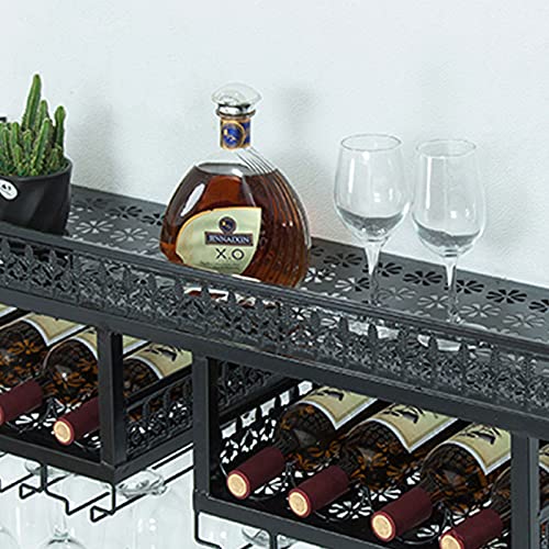 Double Layer Wall-Mounted Wine Rack with Glass Holder