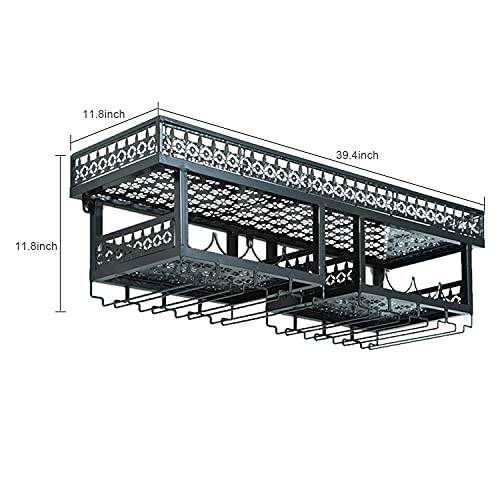 Double Layer Wall-Mounted Wine Rack with Glass Holder