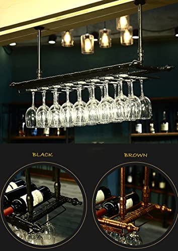 Adjustable Industrial Hanging Wine and Glass Rack