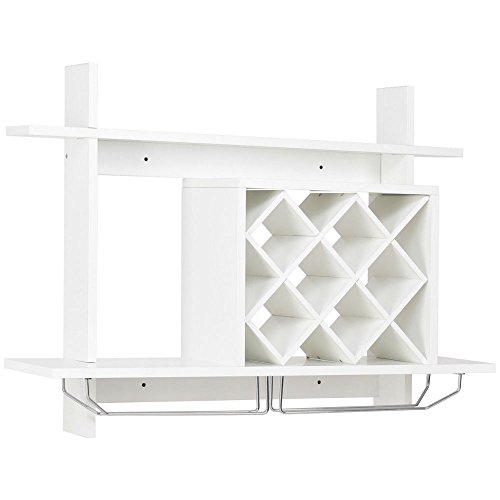 Wall-mounted Wine Rack & Glass Holder - White