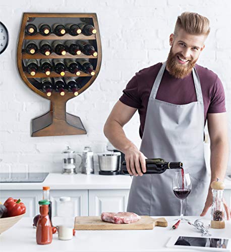 18 Bottle Wine Rack with Glass Shape - Rustic Décor