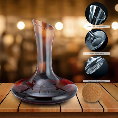 Crystal Wine Decanter Set with Aerator and Brush