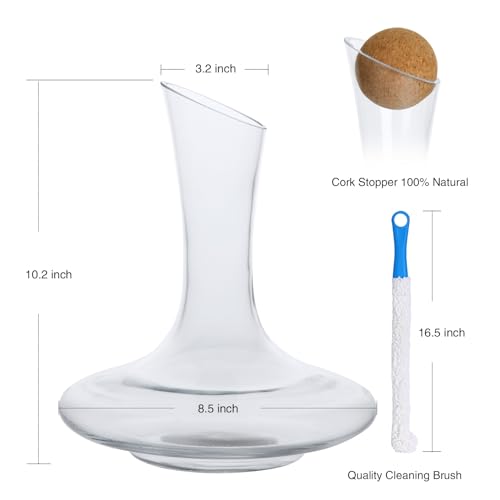 Crystal Wine Decanter Set with Aerator and Brush