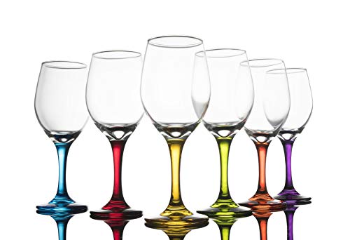 Colorful Stem Wine Glasses - Set of 6