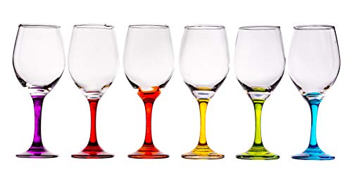 Colorful Stem Wine Glasses - Set of 6