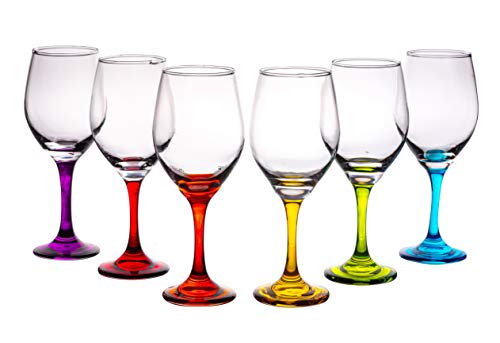 Colorful Stem Wine Glasses - Set of 6