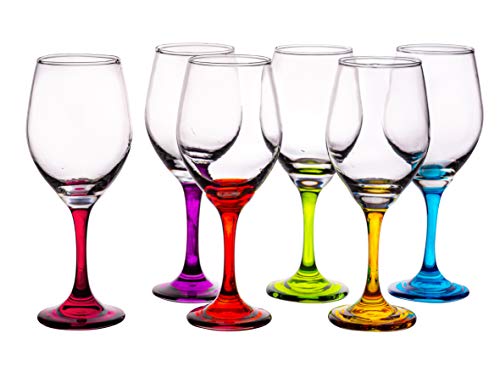 Colorful Stem Wine Glasses - Set of 6