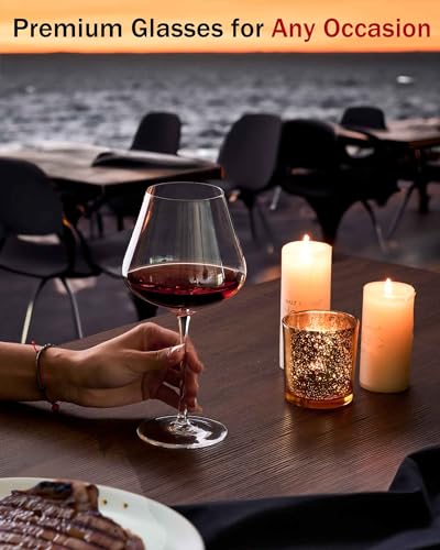 Hand blown Italian style wine glasses - Set of 4