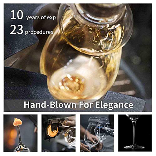 Hand blown Italian style wine glasses - Set of 4