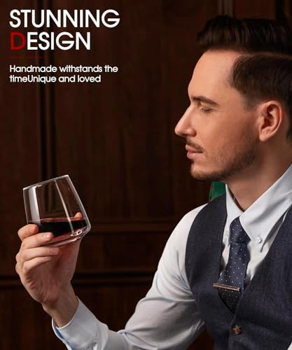 Hand-blown Crystal Stemless Wine Glasses - Set of 4