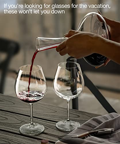 Hand Blown Crystal Burgundy Wine Glasses Set of 4