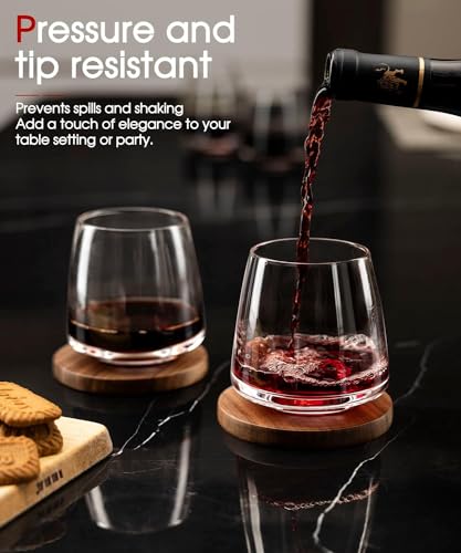 Hand-blown Crystal Stemless Wine Glasses - Set of 4