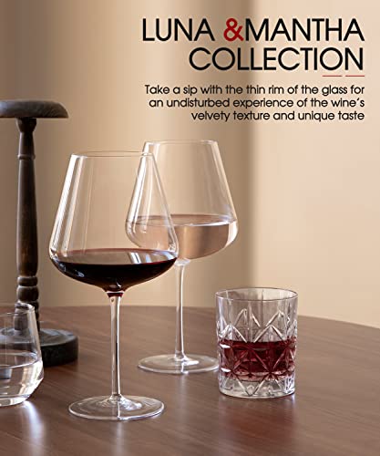 Hand blown crystal-clear red wine glasses set