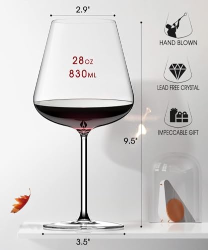 Hand blown crystal-clear red wine glasses set