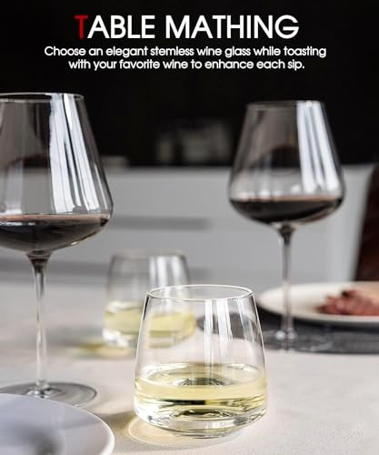 Hand-blown Crystal Stemless Wine Glasses - Set of 4