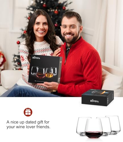 Hand-blown Crystal Stemless Wine Glasses - Set of 4