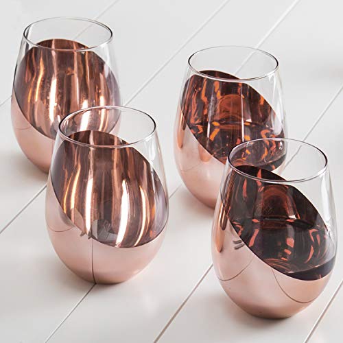 Copper Stemless Wine Glasses Set (4)