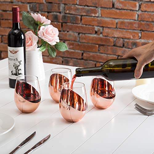Copper Stemless Wine Glasses Set (4)