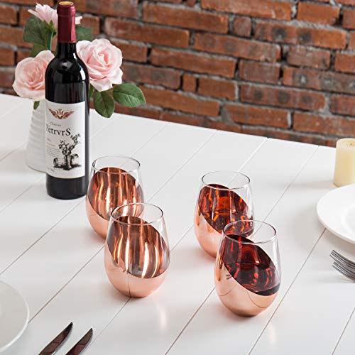 Copper Stemless Wine Glasses Set (4)