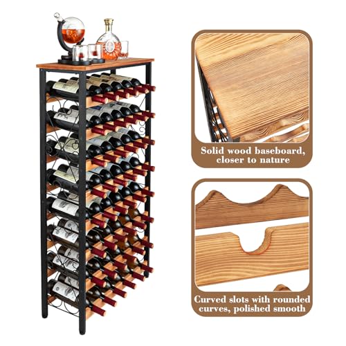 Freestanding 48-Bottle Wine Rack with Wood Top
