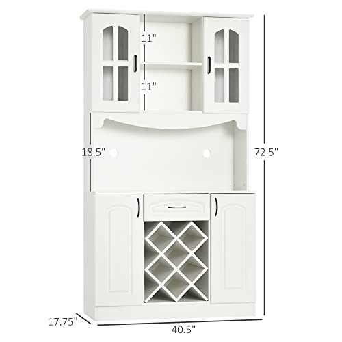 Modern White Kitchen Hutch with Wine Storage