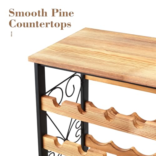Freestanding 48-Bottle Wine Rack with Wood Top