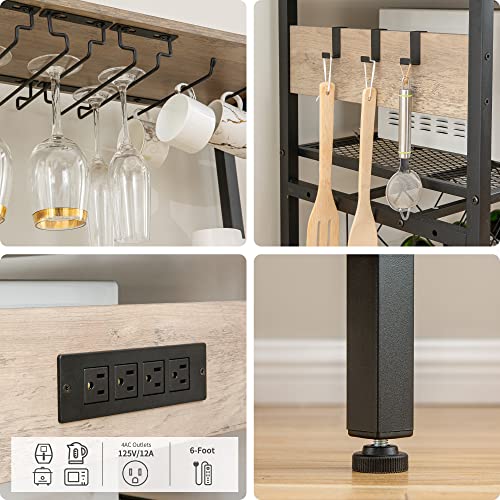 Freestanding Wine Bar Cabinet with Power Outlets