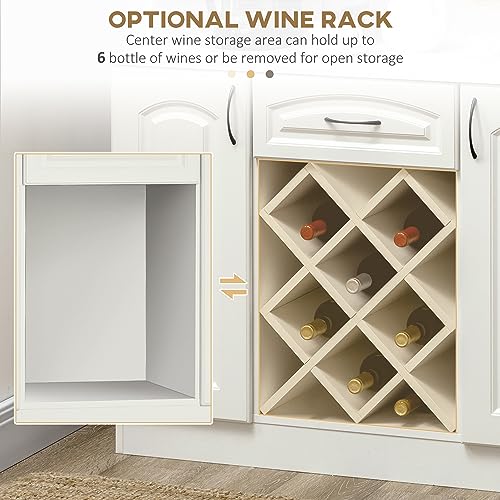 Modern White Kitchen Hutch with Wine Storage