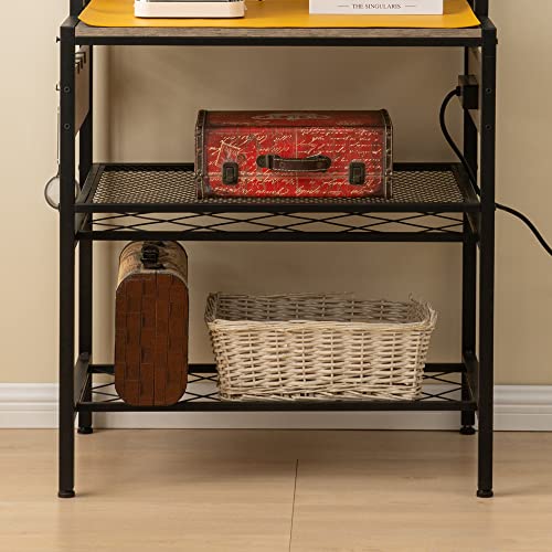 Freestanding Wine Bar Cabinet with Power Outlets