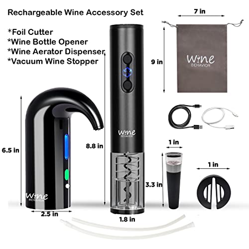 4-in-1 Electric Wine Opener Set - Black